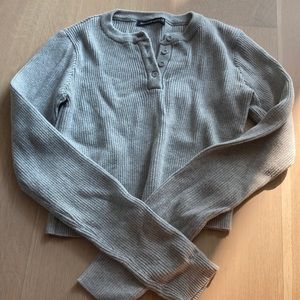 Brandy Melville Ribbed Button Long Sleeve